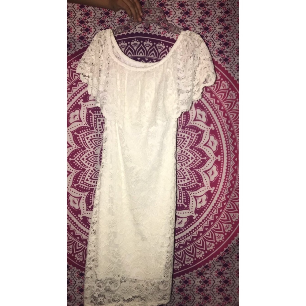 White Off the Shoulder Lace Bodycon Dress